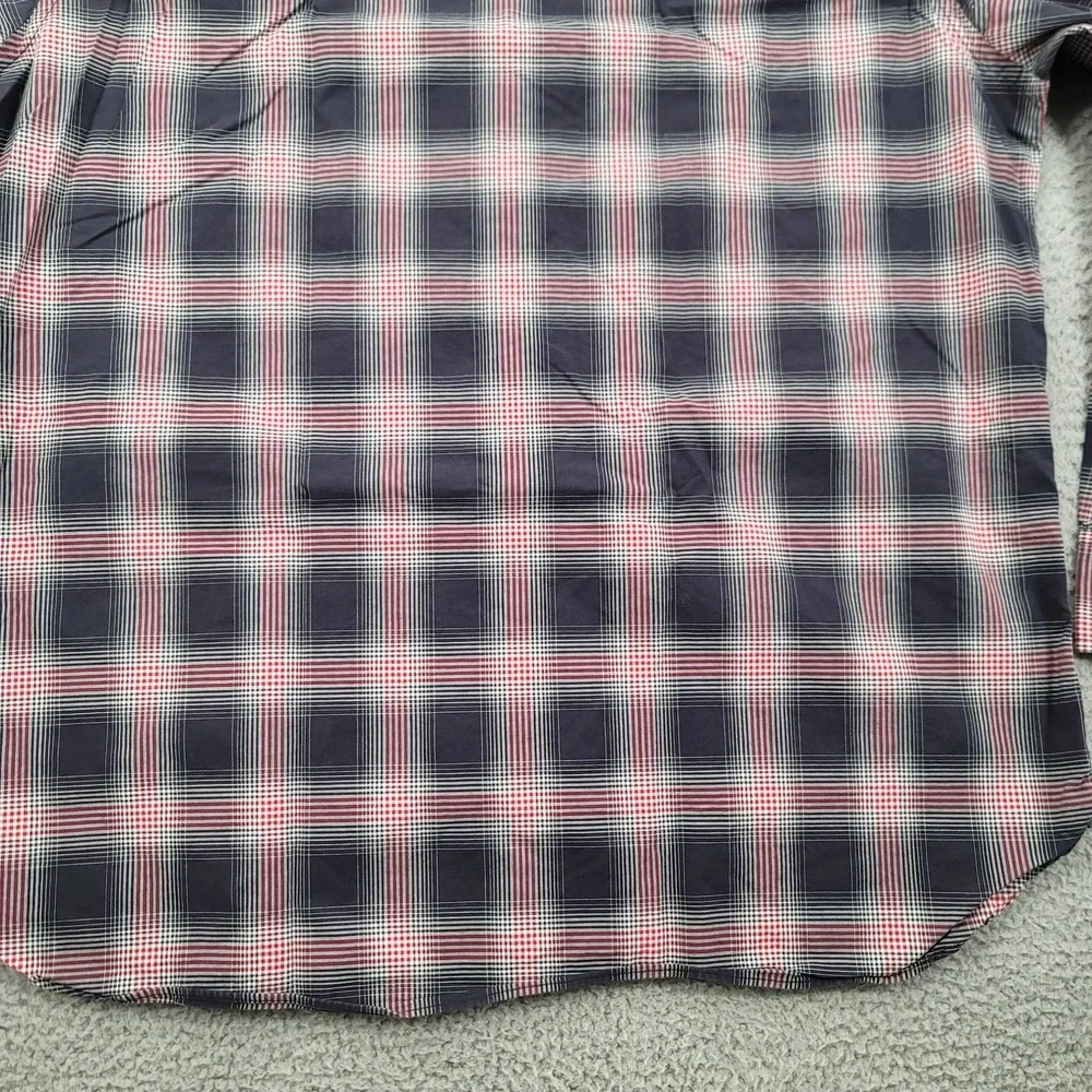 Banana Republic Shirt Mens XL Blue Red plaid Button Up Long‎ Sleeve Classiccore